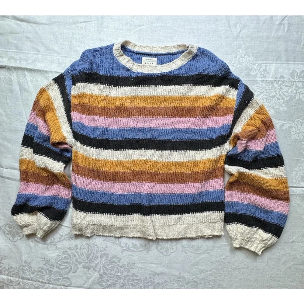 Billabong Seeing Double Crewneck Cropped‎ Sweater Medium NWOT Beach Boho Coastal